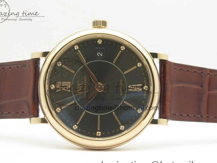 MIROTIME 0224 SportInspired Portofino IW458101 RG MK 1:1 Best Edition Gray Dial On Brown Leather Strap MIYOTA 7165